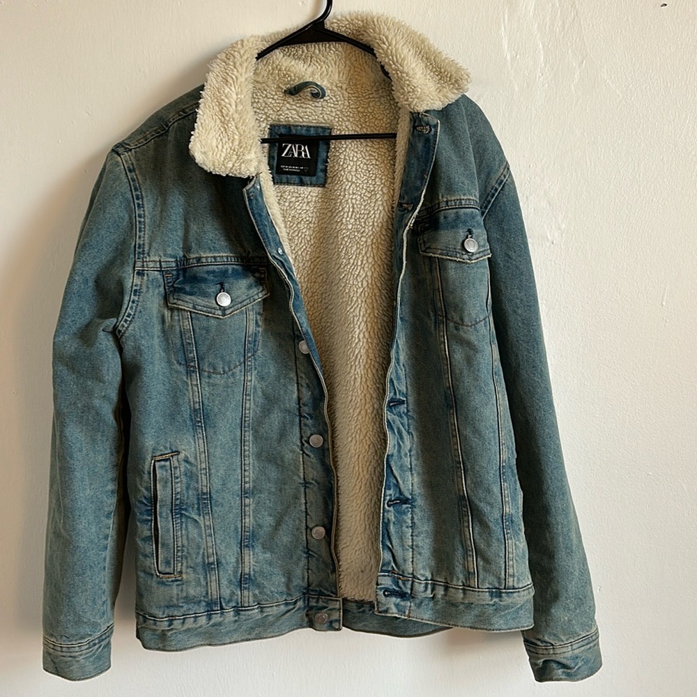 Zara fur lined jean jacket
